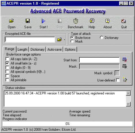 Advanced ACE Password Recovery Screenshot